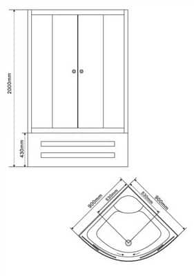 чертеж душевого уголка BAND HOURS SIGMA 90x90x210 купить душевой уголок банд хоурс сигма 90
