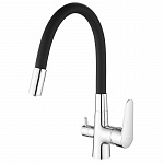 Смеситель для кухни ESKO Coral СL03B (CL03CrB) гибкий изл, канал для фильтр. воды, черн./хр
