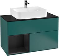 Уценка!Тумба под умывальник Villeroy & Boch Finion 1000х501х603 подвесная, black matt/cedar G112PDGS