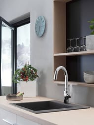 Мойка из гранита Hansgrohe S51 43312170 (560х510) врезная, отвер.под смес., черный графит — изображение 8