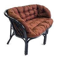 Диван Багама (1200х650х750) 2-х местный, подушки коричневые, полные твил, ротанг, венге