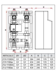 Насосная группа FAR без насоса, 1", 180мм, термостатический смеситель, FA 2167 1180RU
