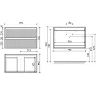 Тумба под раковину SANCOS Snob R (790x445x500) подвесная, два ящика, Bianco SNR80W