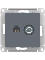 Розетка Systeme Electric ATLASDESIGN двойная компьютерная+ТВ RJ45+TV категория 5E грифель ATN000789