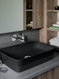 Умывальник IPALYSS Ideal Standard (550х380х125) накладной, без перелива, черный глянец E2076V2 — изображение 2