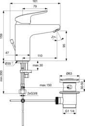 ����� ���������� 3�1 Ideal Standard CERAFLEX ��� �����������, �����/����, ������� �������� BD001AA