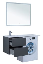 Тумба с раковиной Aquanet Алвита 120 L (1200х526х480) левая, подвесная, 2 ящ., серый антрацит 243777