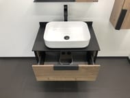 Тумба COMFORTY Кёльн-75 (755х645х520) подвесная, с раковиной и со столешн., дуб темный 00004149065