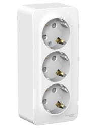 Розетка Systeme Electric BLANCA трехпостовая, с заземлением, со шторками, 16А 250В белый BLNRA011311