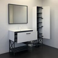 Тумба COMFORTY Бредфорд-90 (910х870х470) напольная, с раковиной, белый глянец 00-00009955