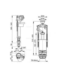 Арматура ALCAPLAST SA2000S 3/8" для унитаза с нижним подводом, со стоп-кнопкой — миниатюра 2