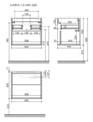 Тумба под раковину SANCOS Marmi 1.0 (590х445х520) подвесная, 1 ящик, дуб галифакс натур. MR1.060EG