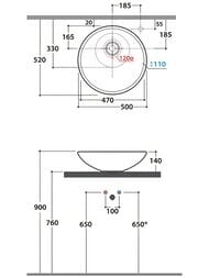 Раковина Globo Arredo Wood (500х140) накладная, без отверстия под смеситель, белая LAT50BI
