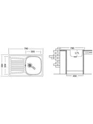 Мойка врезная Ukinox Comfort 780х490 полированная нерж.сталь 0,8мм COP780.490 -GT8K 1R