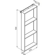 Полка для душевого ограждения Novellini Frame 350х900х85 тройная, с крючком, черная R90AKFPO3590-H — изображение 3