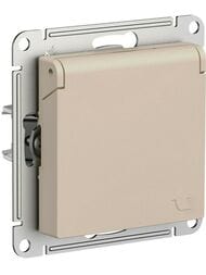 Розетка Systeme Electric ATLASDESIGN заземление, шторки, крышка, 16А, механизм, песочный ATN001246