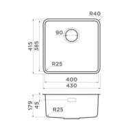 Мойка Omoikiri OMI 43-U/I-GB (430х415х179) универсальный монтаж, нерж.сталь, графит 4997420
