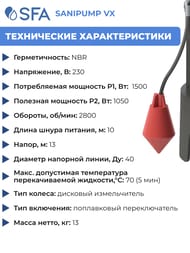 ��������� ��������� �����-������������ SFA SANIPUMP VX 382�265�265