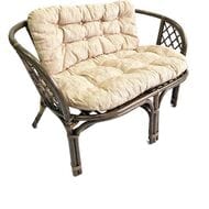 Диван Багама (1200х650х750) 2-х местный, подушки светлые шенил, ротанг, олива