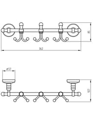Migliore Mirella Планка с 3-мя двойными крючками L36 см., золото 24914 (ML.MRL-M039.DO)