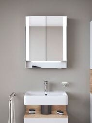 Зеркальный шкаф Duravit Qatego 600х750х155мм подвесной, с подсветкой, полочка, белый QA7150018180010