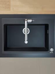 Мойка из гранита Hansgrohe S51 43313170 (770х510) врезная, отвер.под смес., черный графит — изображение 2