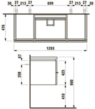 Тумба под умывальник Laufen CASE for Living Square 4.0131.1.075.463.1 (1300х475х460) 1 ящ., 2 дв., белый матовый