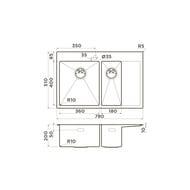 Мойка Omoikiri AKISAME 78-2-LG-L (780х510х200) большая чаша слева, светлое золото 4973087