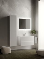Тумба под раковину SANCOS Snob R (790x445x500) подвесная, два ящика, Bianco SNR80W