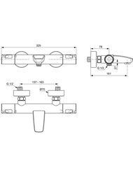 Смеситель для ванны/душа Ideal Standard CERATHERM T50 A7223AA термостатический, настенный