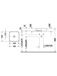 Раковина DURAVIT CAPE COD 430х430 антигрязевое покр., без отв. под смеситель, белая 23404300001