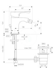 Смеситель для биде Ideal Standard ALPHA BC487AA однозахватный, донный клапан, хром