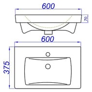 Раковина Aqwella MODUO SLIM 60 (600х380), белая UM-MOD60SL/1