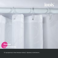 Штора для ванной комнаты IDDIS Base 200х240 см, с кольцами, полиэстер, белый BD04P24i11