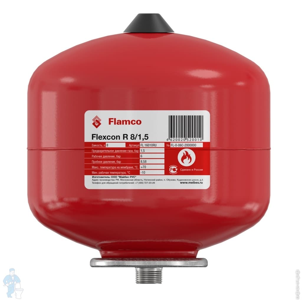 Расширительный бак Flamco Flexcon R 25 системы отопления, 1,5-6 бар, FL ...
