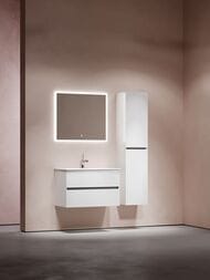 Тумба под раковину SANCOS Urban (790х450х550) подвесная, 2 ящика с доводчиками, белый глянец UR80W