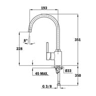 Смеситель для кухни TEKA ARK 915 CHROME однозахватный,высокий,поворотный излив,хром 239151200