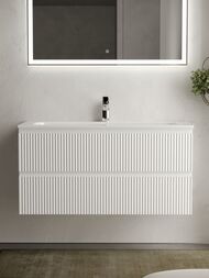 Тумба под раковину SANCOS Snob R (995x445x500) подвесная, два ящика, Bianco SNR100W