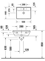 ���������� ��������� Duravit D-Neo 550�440�������, ��������� ��� ���������, ����� 2366550000