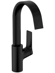 Смеситель Hansgrohe Vivenis 75030670 для раковины, поворотный излив 210, сливной гарнитур,мат.черный — миниатюра 1