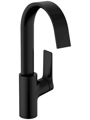 Смеситель Hansgrohe Vivenis 75030670 для раковины, поворотный излив 210, сливной гарнитур,мат.черны