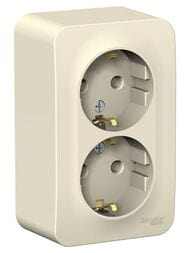 Розетка Systeme Electric BLANCA наружная двойная с заземл. без шторок, 16А 250В молочный BLNRA010202