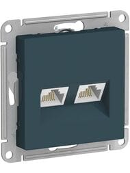 Розетка Systeme Electric ATLASDESIGN двойная компьютерная RJ45+RJ45 категория 5E изумруд ATN000885