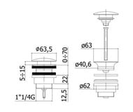 ������ ������ Paffoni ZSCA050HG 1 1/4" CLIC-CLAC � ������� ��������, ������� ������