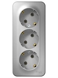 Розетка Systeme Electric BLANCA трехпостовая, с заземл., без шторок, 16А, 250В, алюминий BLNRA010313