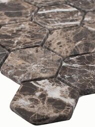 Мозаика Starmosaic Wild Stone HEXAGON DARK EMPERADOR POLISHED 63x63 (260х282х8) коричневая (шт.) — изображение 2