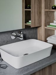 Умывальник IPALYSS Ideal Standard (650х400х120) накладной, без перелива, белый матовый E1886V1