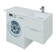 Тумба с раковиной Aquanet Алвита 120 R (1200х526х480) правая, подвесная, 2 ящика, белая 243726