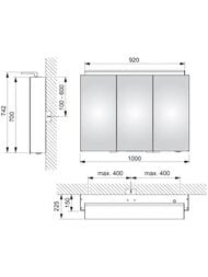 Зеркало-шкаф Keuco Royal L1 1000х742х150 подсветка, диммер, розетки, ящики для мелочей 13604171302