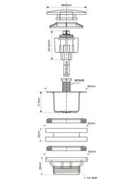 Выпуск металлический McAlpine "кнопка"-нерж. (слив D-60мм) выход 1 1/4", хром CWP60-SS